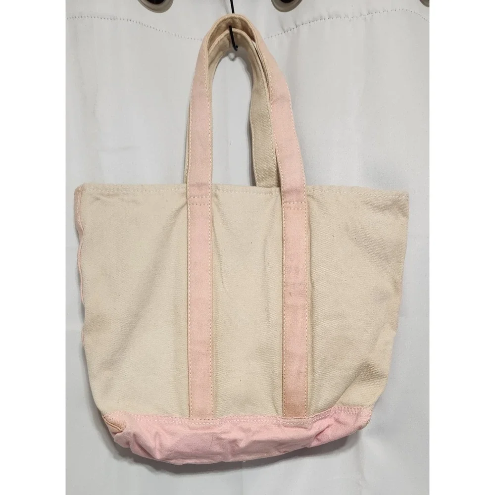 Polo Ralph Lauren Canvas Tote Bag Big Pony Embroidered Cream Pink Carryall